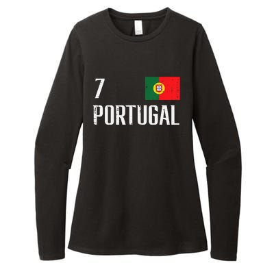 Portugal Number 7 Portuguese Soccer Womens CVC Long Sleeve Shirt