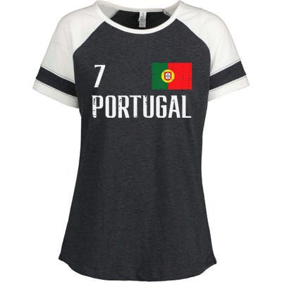 Portugal Number 7 Portuguese Soccer Enza Ladies Jersey Colorblock Tee