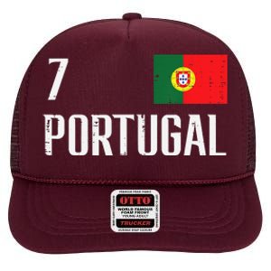 Portugal Number 7 Portuguese Soccer High Crown Mesh Back Trucker Hat