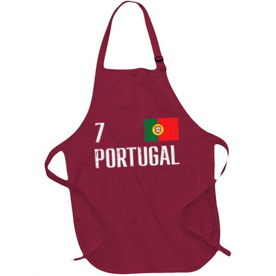 Portugal Number 7 Portuguese Soccer Full-Length Apron With Pockets