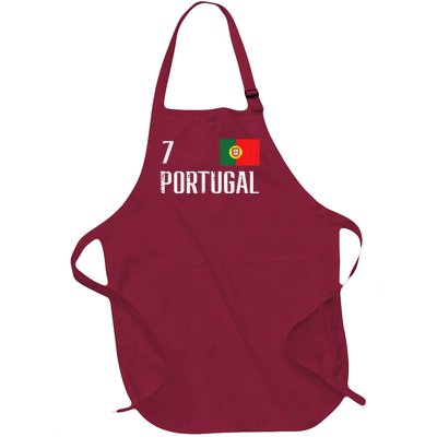 Portugal Number 7 Portuguese Soccer Full-Length Apron With Pockets