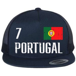 Portugal Number 7 Portuguese Soccer Flat Bill Trucker Hat