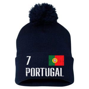 Portugal Number 7 Portuguese Soccer Pom Pom 12in Knit Beanie