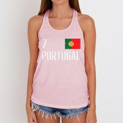 Portugal Number 7 Portuguese Soccer Women's Knotted Racerback Tank