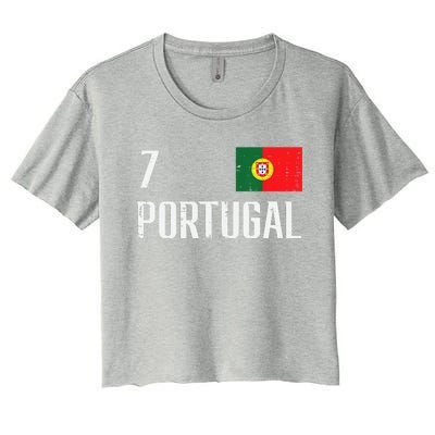 Portugal Number 7 Portuguese Soccer Women's Crop Top Tee