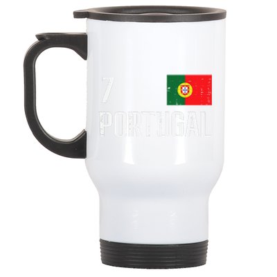 Portugal Number 7 Portuguese Soccer Stainless Steel Travel Mug