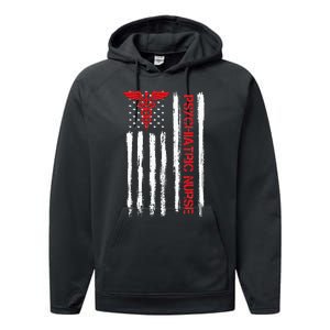 Psychiatric Nurse American Flag RN Mental Health Psych Nurse Performance Fleece Hoodie