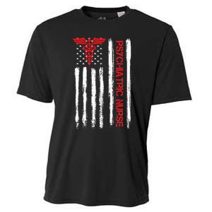 Psychiatric Nurse American Flag RN Mental Health Psych Nurse Cooling Performance Crew T-Shirt