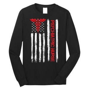 Psychiatric Nurse American Flag RN Mental Health Psych Nurse Long Sleeve Shirt