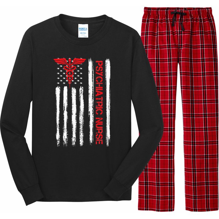 Psychiatric Nurse American Flag RN Mental Health Psych Nurse Long Sleeve Pajama Set