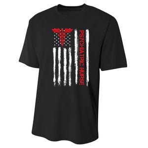 Psychiatric Nurse American Flag RN Mental Health Psych Nurse Performance Sprint T-Shirt