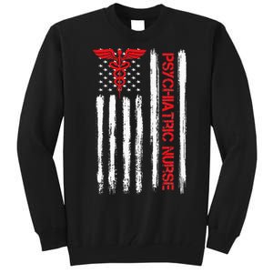 Psychiatric Nurse American Flag RN Mental Health Psych Nurse Tall Sweatshirt