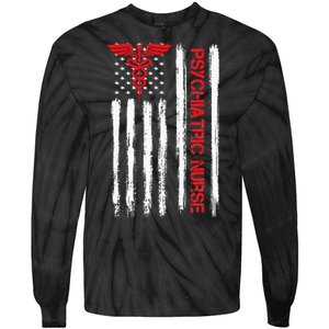 Psychiatric Nurse American Flag RN Mental Health Psych Nurse Tie-Dye Long Sleeve Shirt