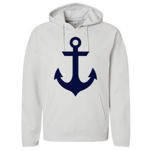 Preppy Nautical Anchor Gifts For Sailors Boaters & Yachting Performance Fleece Hoodie