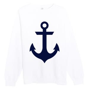 Preppy Nautical Anchor Gifts For Sailors Boaters & Yachting Premium Crewneck Sweatshirt