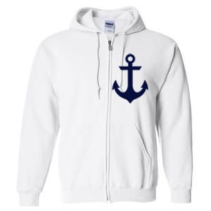 Preppy Nautical Anchor Gifts For Sailors Boaters & Yachting Full Zip Hoodie