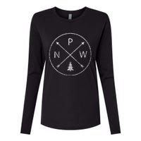 Pacific Northwest Apparel Arrows Pine Tree Pnw Womens Cotton Relaxed Long Sleeve T-Shirt