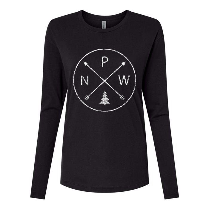 Pacific Northwest Apparel Arrows Pine Tree Pnw Womens Cotton Relaxed Long Sleeve T-Shirt