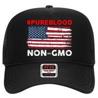 #Pureblood Nongmo American Flag High Crown Mesh Back Trucker Hat