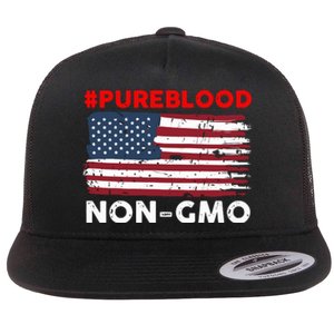 #Pureblood Nongmo American Flag Flat Bill Trucker Hat