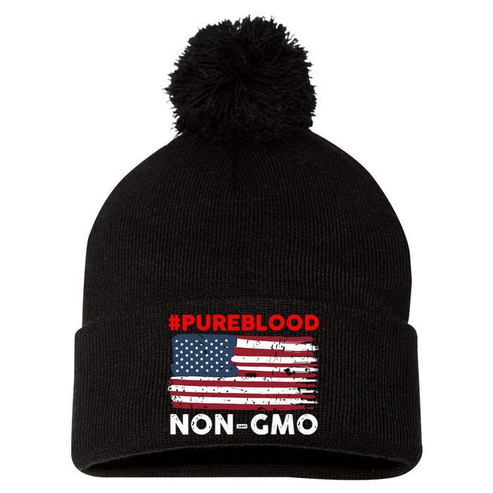 #Pureblood Nongmo American Flag Pom Pom 12in Knit Beanie