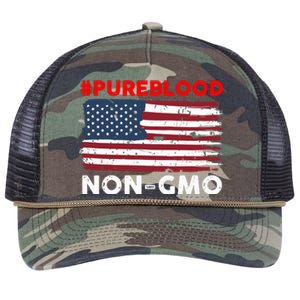 #Pureblood Nongmo American Flag Retro Rope Trucker Hat Cap