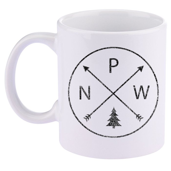 Pacific Northwest Arrows Pine Tree Pnw 11oz C Handle Ceramic Mug