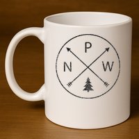 Pacific Northwest Arrows Pine Tree Pnw 11oz C Handle Ceramic Mug