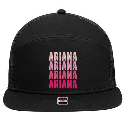 Personalized Name Ariana I Love Ariana Vintage 7 Panel Mesh Trucker Snapback Hat