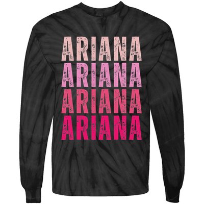 Personalized Name Ariana I Love Ariana Vintage Tie-Dye Long Sleeve Shirt
