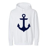 Preppy Nautical Anchor Gifts For Sailors Boaters & Yachting Garment-Dyed Fleece Hoodie