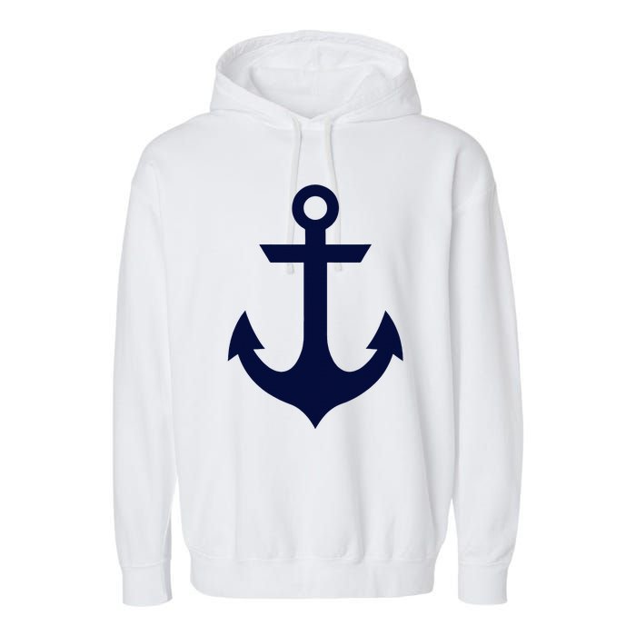 Preppy Nautical Anchor Gifts For Sailors Boaters & Yachting Garment-Dyed Fleece Hoodie