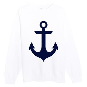 Preppy Nautical Anchor Gifts For Sailors Boaters & Yachting Premium Crewneck Sweatshirt