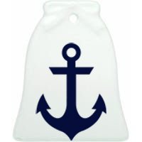 Preppy Nautical Anchor Gifts For Sailors Boaters & Yachting Ceramic Bell Ornament