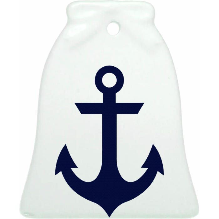 Preppy Nautical Anchor Gifts For Sailors Boaters & Yachting Ceramic Bell Ornament