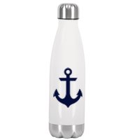 Preppy Nautical Anchor Gifts For Sailors Boaters & Yachting Stainless Steel Insulated Water Bottle