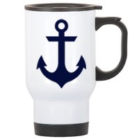 Preppy Nautical Anchor Gifts For Sailors Boaters & Yachting Stainless Steel Travel Mug