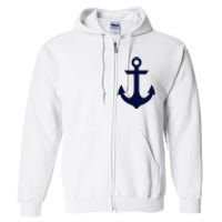 Preppy Nautical Anchor Gifts For Sailors Boaters & Yachting Full Zip Hoodie