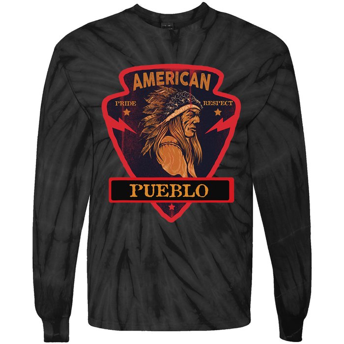 Pueblo Native American Indian Pride Respect Arrow Tie-Dye Long Sleeve Shirt