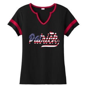 Patrick Name American Flag Gift Ladies Halftime Notch Neck Tee