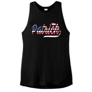 Patrick Name American Flag Gift Ladies PosiCharge Tri-Blend Wicking Tank