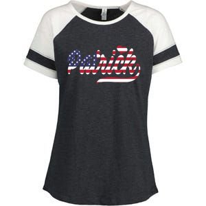 Patrick Name American Flag Gift Enza Ladies Jersey Colorblock Tee