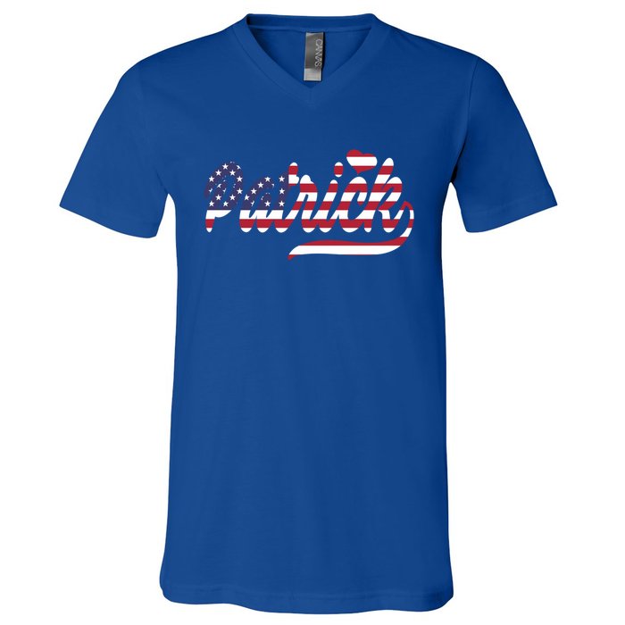 Patrick Name American Flag Gift V-Neck T-Shirt