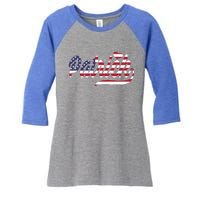 Patrick Name American Flag Gift Women's Tri-Blend 3/4-Sleeve Raglan Shirt