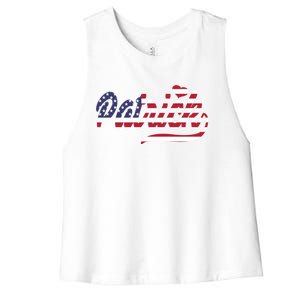 Patrick Name American Flag Gift Women's Racerback Cropped Tank