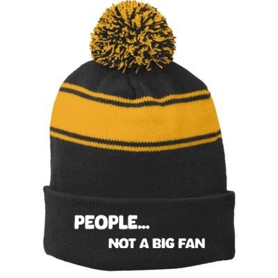 People Not A Big Fan Funny Saying Stripe Pom Pom Beanie