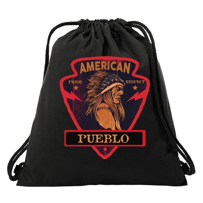 Pueblo Native American Indian Pride Respect Arrow Drawstring Bag