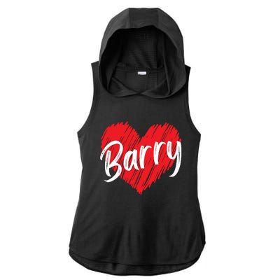 Personalized Name Barry I Love Barry Ladies PosiCharge Tri-Blend Wicking Draft Hoodie Tank