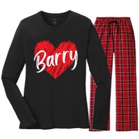 Personalized Name Barry I Love Barry Women's Long Sleeve Flannel Pajama Set 