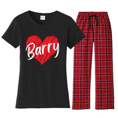 Personalized Name Barry I Love Barry Women's Flannel Pajama Set